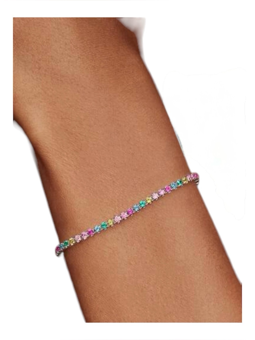 14K GS Rainbow Tennis Bracelet